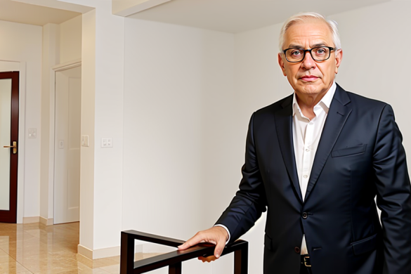 un hombre con traje y gafas parado en una habitación con una silla y una puerta al fondo, Carlos Catasse, Ignacio Fernández Ríos, un retrato, les automatistes