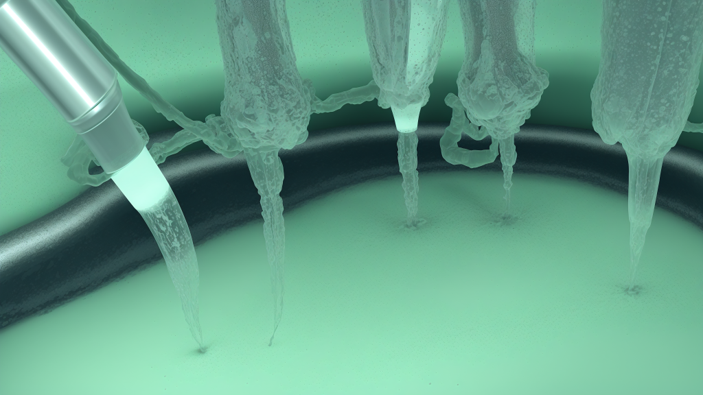 una tubería está perdiendo agua en un cubo verde con hielo y hielo en el borde del cubo, Epsylon Point, motor de congelación 3, renderizado por computadora, arte de proceso