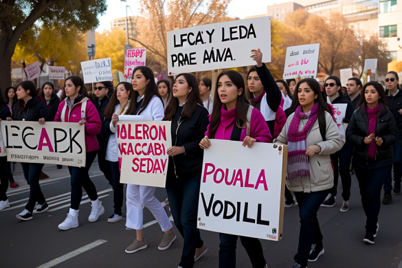 un grupo de mujeres marchando por una calle con carteles que decían, licy leda prime amaa, Dahlov Ipcar, imagen promocional, una foto de archivo, verdadismo