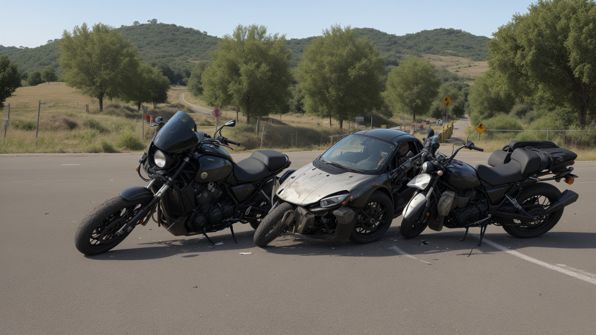 dos motocicletas estacionadas en un estacionamiento una al lado de la otra con árboles al fondo y un área cercada, Ai Weiwei, vfx, un rompecabezas, arte autodestructivo
