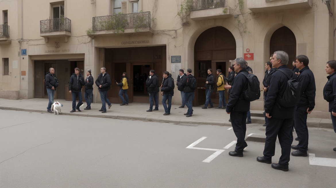 un grupo de personas paradas en una esquina con un perro delante y un edificio con balcón, Enguerrand Quarton, fílmico, una foto, les automatistes