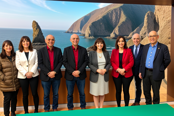 un grupo de personas paradas una al lado de la otra frente a una ventana con vistas al océano, Bascove, alta definición de 8 k, una fotografía de archivo, incoherentes