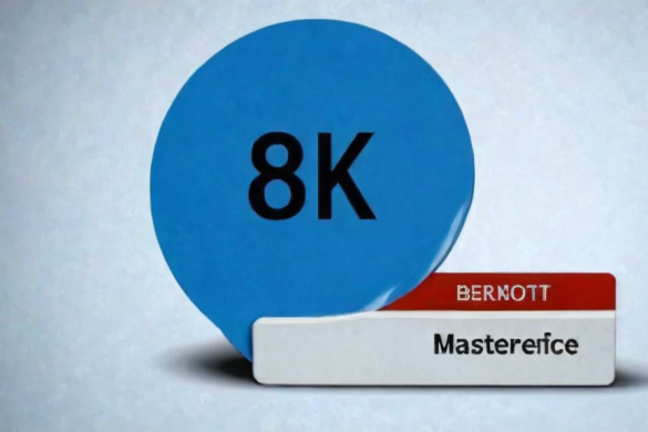 un letrero azul con un cuadro rojo debajo que dice 8k y un globo azul con un cuadro rojo debajo, Bertram Brooker, 8k, una representación por computadora, altermoderna