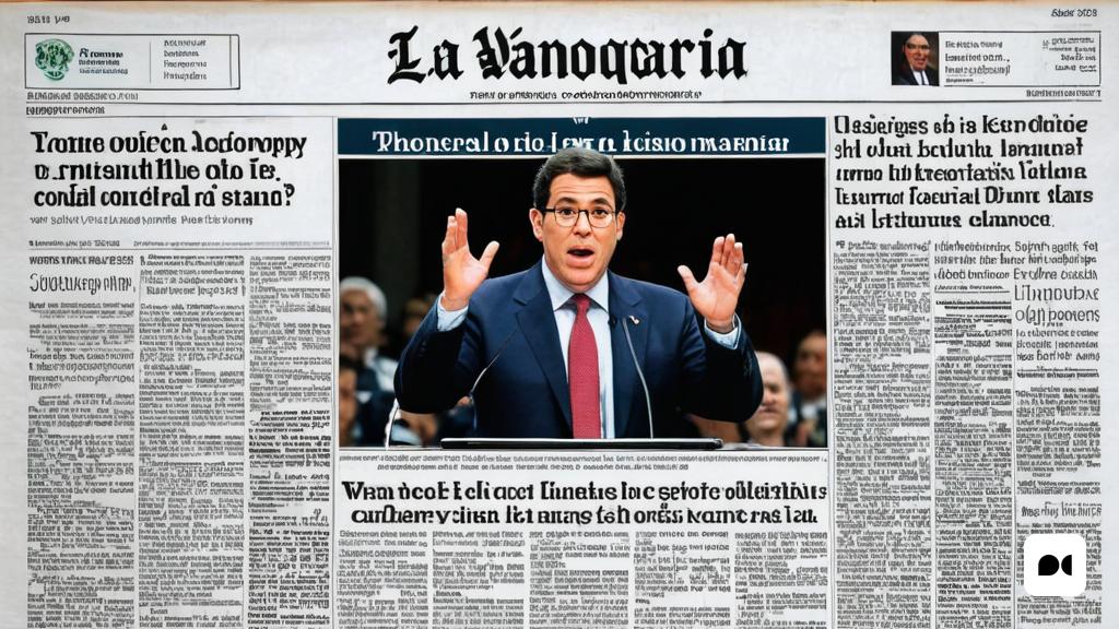 un diari amb una imatge d'un home amb vestit i corbata a la portada i una llegenda d'un missatge polític, Évariste Vital Luminais, foto realista, una captura de pantalla, premsa privada