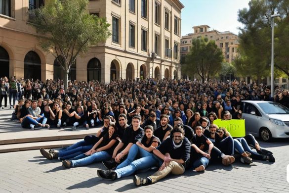 un grup de persones assegudes a terra davant d'un edifici amb un cotxe aparcat davant, Dosso Dossi, 150mp, una foto, escola de Heidelberg