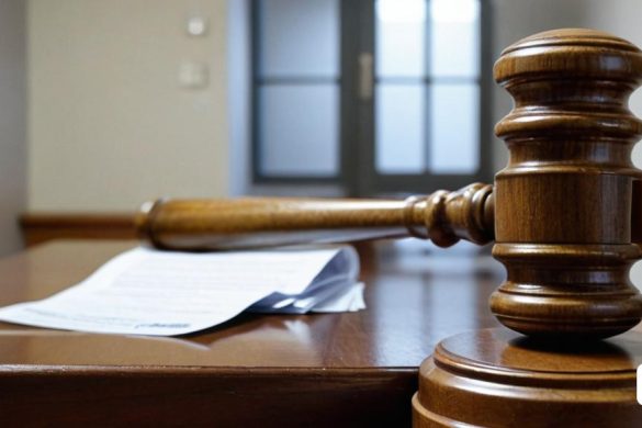 un jutge de fusta assegut al damunt d'un escriptori de fusta al costat d'un tros de paper, Avgust Černigoj, anamòrfic, una foto d'estoc, estil tipogràfic internacional