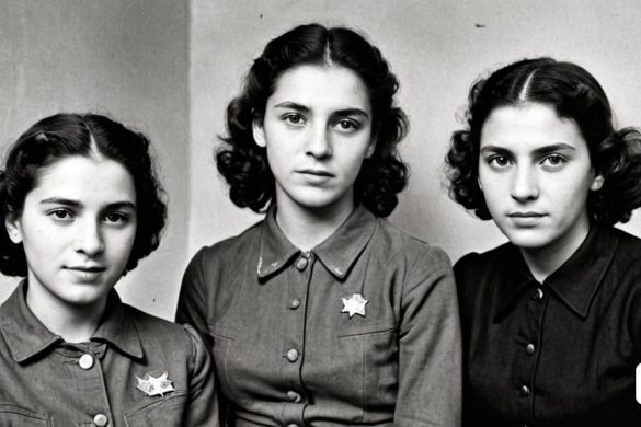 tres dones amb uniforme es posen juntes per a una foto en una foto en blanc i negre, amb una d'elles mirant la càmera, Emil Lindenfeld, acolorida, una foto acolorida, precisió