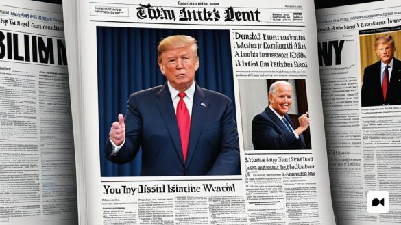 un diari amb una foto del president Donald Trump i una foto del vice biden a la portada, Dan Luvisi, vfx, una foto d'estoc, premsa privada