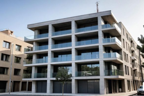un edifici amb balcons i balcons a la planta superior i balcons a la segona planta, Enguerrand Quarton, modern, una renderització digital, modernisme