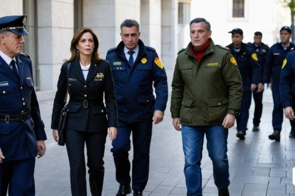 un grup de persones caminant un carrer al costat de l'altre amb uniforme i davant d'un edifici, Eva Gonzalès, vfx, una foto, incoherents