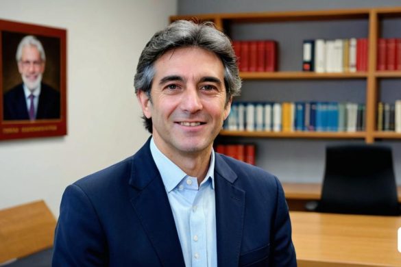 un home amb vestit i corbata assegut davant d'un escriptori amb prestatgeries i prestatgeria, Antonio Cavallucci, ignacio fernandez rios, un retrat, neoplasticisme
