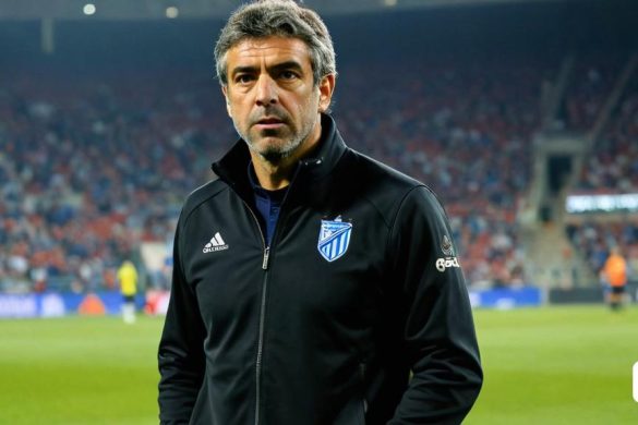 un home de peu en un camp de futbol davant d'una multitud de gent en un estadi amb una pilota de futbol, ​​Anton Solomoukha, ulls clars, un pastel, dau-al-set