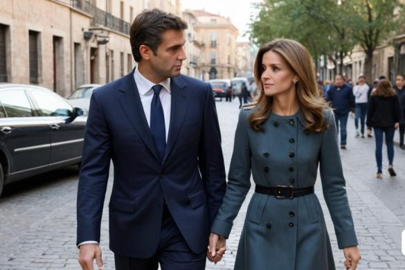un home i una dona caminant per un carrer agafats de la mà i mirant-se amb un cotxe al fons, Enguerrand Quarton, imatge promocional, un retrat, gòtic internacional