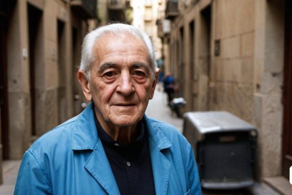 un home parat en un carreró amb una jaqueta blava i una camisa negra i una jaqueta blava, Antonio Saura, ignacio fernandez rios, retrat de personatge, precisió