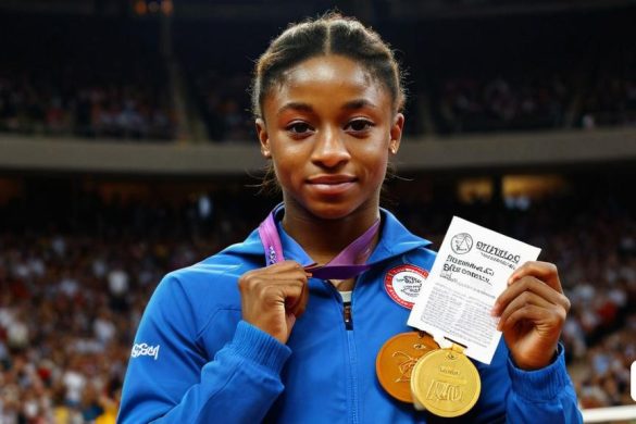 una dona amb una medalla i un paper a les mans davant d'una multitud de persones, Chinwe Chukwuogo-Roy, mitjans oficials, una escultura de bronze, premsa privada