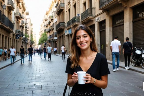 una dona amb una tassa de cafè en un carrer amb gent que passa per la vorera i per la vorera, Eva Gonzalès, fotografia de retrat, retrat de personatge, els automatistes