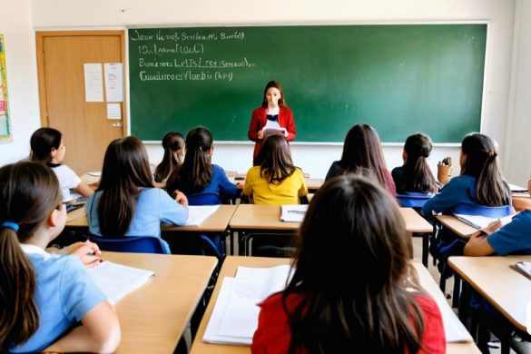 una dona de peu davant d'una aula plena d'estudiants davant d'una pissarra amb escrits, Avgust Černigoj, reflex de la lent anamòrfica, una foto d'estoc, escola del Danubi