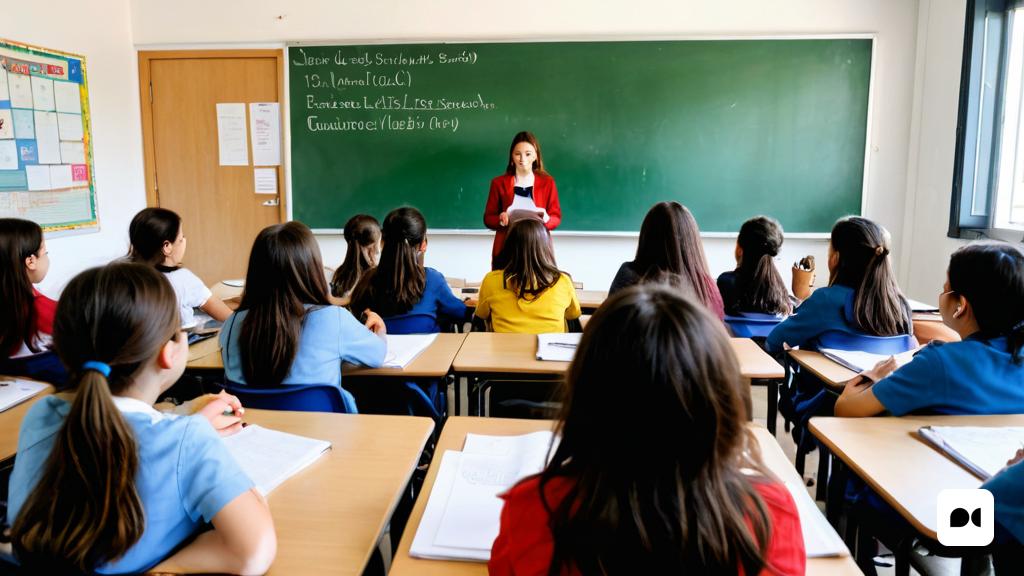 una dona de peu davant d'una aula plena d'estudiants davant d'una pissarra amb escrits, Avgust Černigoj, reflex de la lent anamòrfica, una foto d'estoc, escola del Danubi
