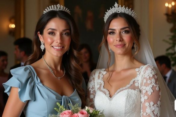 dues dones amb vestits de núvia una al costat de l'altra amb flors a les mans i un ram a la mà, Florianne Becker, imatge promocional, una imatge, premsa privada