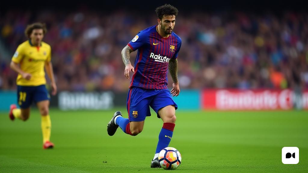 un futbolista corre amb la pilota a la mà i un altre jugador corre darrere seu amb la pilota, Carles Delclaux Is, mitjans oficials, una pintura cubista, cubo-futurisme