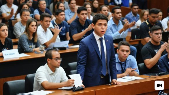 un home amb vestit i corbata davant d'una habitació plena de gent amb papers i bolígrafs, Félix Arauz, ignacio fernandez rios, una pintura renaixentista, regionalisme