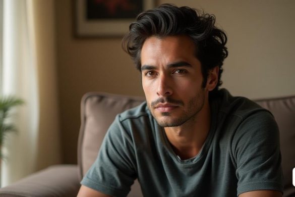 un home assegut en un sofà mirant la càmera amb una mirada seriosa a la cara i una planta al fons, Adam Dario Keel, jayison devadas, un retrat de personatges, premsa privada