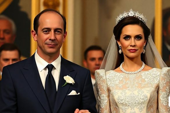 un home i una dona l'un al costat de l'altre davant d'una multitud de persones amb vestit formal, Carl Gustaf Pilo, imatge promocional, una foto, gòtic internacional