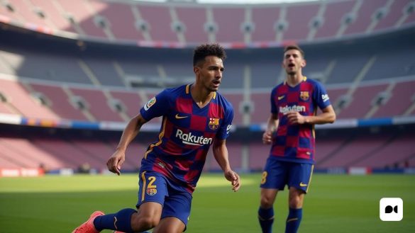 un parell d'homes jugant un partit de futbol en un camp d'algun tipus en un estadi amb una gran grada rosa, Carles Delclaux Is, imatge 4k uhd, un holograma, de stijl
