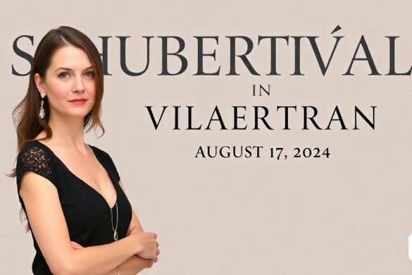 una dona amb un vestit negre davant d'un cartell que diu sulubertival a villafran, Avgust Černigoj, imatge promocional, retrat d'un personatge, futurisme