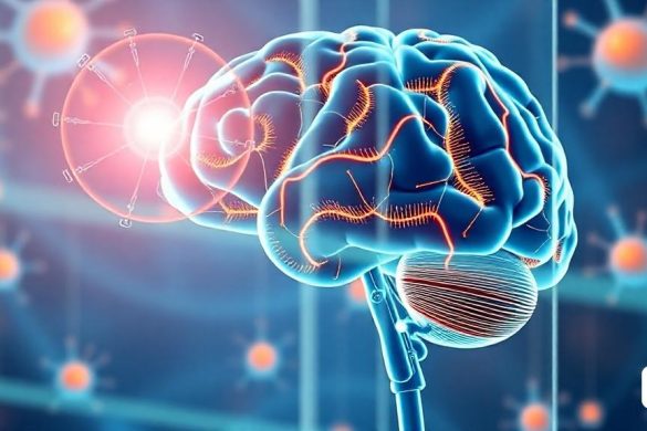 una imatge d'ordinador d'un cervell humà amb una llum brillant que prové del seu centre i un fons blau, Beeple, biopunk, una foto microscòpica, neoplasticisme