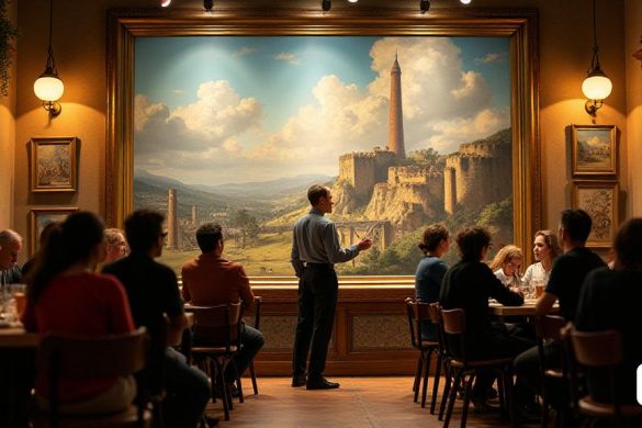 foto de un club cervecero con gente en la presentación literaria. "Las Torres del Cielo" Fecha: 23 de septiembre de 2024 19:00 / Lugar: Biblioteca Central, Igualada Conmemorando el milenario de la fundación de Montserrat, vuelve a cobrar vida la novela Les Torres del cel de Coia Valls. Otros eventos | Lun |Dt |Dic | Jueves | Vie | Sáb | Dom | 26 | 27 | 28 | 29 | 30 | 31 | 6 | 7 | 8 | 9 | 13 | 22 | 23 | 1 | 2 | 3 | 4 | 5 | 6 Septiembre 20 de septiembre de 2024 - Cuadro de Pere Noguera - Los artistas de la Fiesta Mayor - Garabatos - 17 razones para hablar c(8k, mejor calidad, obra maestra, muy detallado:1.1)
