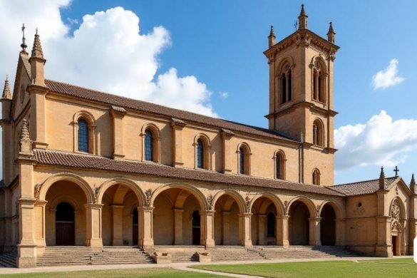 Imagen de la iglesia de Sant Sadurní de la Roca del Vallès, de estilo gótico tardío, construida entre 1557 y 1581. La iglesia presenta una sola nave dividida en tres tramos por arcos apuntados y culminada en un ábside poligonal. El interior está cubierto con bóvedas de crucería, y hay dos capillas laterales también con bóvedas de crucería. En la parte delantera se encuentra un coro bajo. La iglesia tiene un sólido campanario con una espadaña en el lado izquierdo. El exterior está adornado con intrincadas esculturas que incluyen ménsulas, claves y gárgolas. La iglesia aún conserva un notable retablo barroco y elementos del patrimonio religioso, que muestran el legado cultural de la ciudad.