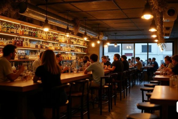 foto de un bar de una cervecería con gente en Los Premios Emprèn de la Diputación de Tarragona ya tienen ganadores. En la edición de este año 2024 se han eliminado las categorías y se han reconocido un total de 10 proyectos que apuestan por la responsabilidad social, la sostenibilidad, el talento y la innovación. Los proyectos ganadores han recibido un premio económico de 4.000 € cada uno. Se destinará una dotación económica total de 40.000 € para sacar adelante los proyectos, así como un servicio de asesoramiento personalizado por parte del equipo técnico de la Diputación. (8k, mejor calidad, obra maestra, muy detallado:1.1)