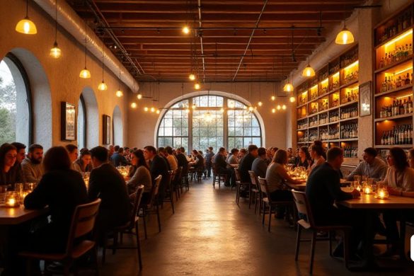 Interiorismo con gente tomando una cerveza en la cervecería Este martes ha arrancado en la plaza Tarraco Arena la V Jornada Connect@ de la Diputación, la más multidisciplinar y de mayor trayectoria desde su creación. Más de 300 emprendedores de toda Cataluña, Castellón y Teruel participan este martes y miércoles en este espacio de encuentro y networking que organiza anualmente la Diputación de Tarragona y que este año está dedicado a la innovación, la internacionalización y la digitalización del ecosistema emprendedor bajo el título Connect@ Inn-Tech. El evento(8k, best quality, masterpiece, highly detailed:1.1)