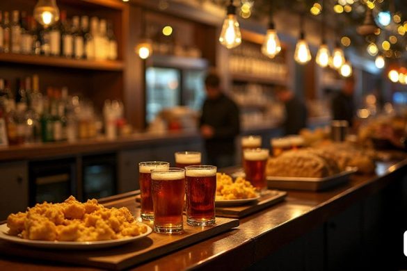 foto de un bar de cervecería con gente en Los Encants y la escudella de Sant Antoni repiten, un año más, como uno de los días por excelencia de la parroquia de Encamp, manteniendo viva una de las tradiciones más longevas de Encamp. El Pas de la Casa recibirá en primer lugar la jornada, que tendrá lugar el próximo miércoles, 15 de enero, en la plaza de la iglesia. El reparto de escudella está previsto que empiece a las 13 h, y se prolongará hasta agotar existencias. Las mesas para disfrutar de la escudella se situarán en el(8k, best quality, masterpiece, highly detailed:1.1)