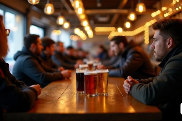 foto de un bar de una cervecería con gente en España llevamos tiempo disfrutando de unas temperaturas sorprendentemente suaves para esta época del año. En pleno mes de enero, los termómetros han registrado valores muy por encima de lo normal. Con máximas que superan los 20 grados en algunas ciudades y mínimas que no bajan de los 10 grados. Sin embargo, como apunta Roberto Brasero, este episodio de "principios de primavera" tiene los días contados. Y quedan muy pocos días para que el panorama empiece a cambiar. Adiós al calor, hola al frío: el cambio llega el sábado a las(8k, mejor calidad, obra maestra, muy detallado:1.1)
