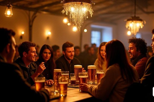 interiorismo con gente tomando una cerveza de cervecería en Las casas rurales de Terres de l'Ebre estuvieron llenas en Nochevieja con un 95% de ocupación, llenando los grandes alojamientos. En cambio, los días de Navidad, la ocupación rondó el 60% y para Reyes Magos fue prácticamente testimonial, con un 20%, según datos de la Asociación de Turismo Rural de Terres de l'Ebre (Aturebre). “Falta ese pico de alegría, llevamos dos noches que han ido muy bien, pero eso no lo quiere decir todo”, explica a la ACN su presidente, Juanjo Bel. Con uno de cada cinco alojamientos(8k, mejor calidad, obra maestra, muy detallado:1.1)