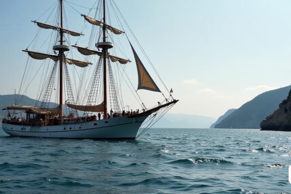 En el Moll de la Fusta de Barcelona, ​​en medio de un gentil este que estaba ganando intensidad, los arzobispos de Marsella y Barcelona presidieron la salida del velero Bel-Apoir, a Tetuan, el lunes 3 de marzo de la mañana. Una iniciativa del 1 de marzo al 26 de octubre reunirá a 200 jóvenes de diferentes países y religiones, entre las edades de 20 y 35 años, que se embarcarán en un viaje marítimo en diferentes puertos mediterráneos para transmitir un mensaje de paz y esperanza en todo el Mediterráneo (8K, mejor calidad, obra maestra, altamente detallada: 1.1)
