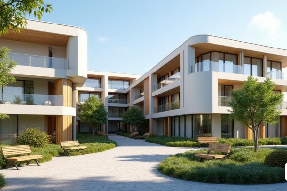 Una moderna 'instalación residencial' diseñada para ancianos, ubicada en 'Avinguda Ramon Berenguer, 5' en 'L’ Hospitalet de L’Fant'. El edificio presenta un estilo arquitectónico contemporáneo con grandes ventanas que permiten que la luz natural inunde el interior. El exterior está pintado en colores suaves y acogedores, rodeado de 'jardines ajardinados' bien mantenidos con bancos para relajarse. En el interior, las 'zonas d’letjament' incluyen 'habitaciones individuales y compartidas', cada una equipada con 'baños adaptados' para la accesibilidad. Las áreas comunes son espaciosas y acogedoras, con 'asientos cómodos' en las 'ventas d’ Estar' y 'áreas de comedor' que promueven la interacción social. Las 'Zonas de Atenció Sanitària' están equipadas con instalaciones médicas modernas, incluida una 'oficina de enfermería' y una 'sala de fisioterapia' llena de equipos de rehabilitación. La instalación también incluye áreas prácticas de 'servicios generales' como una 'cocina', 'lavandería' y 'oficinas de administra