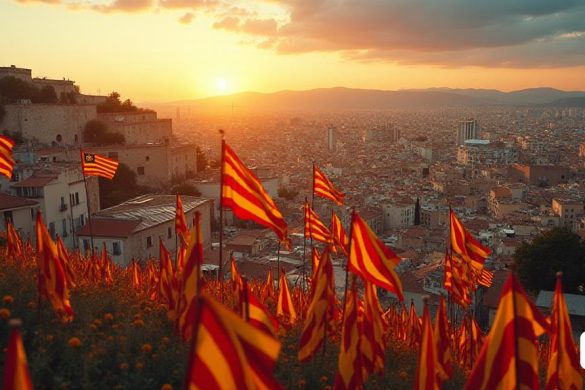 La identidad nacional de los catalanes es plural como en las sociedades más complejas, aunque con dos grandes grupos hegemónicos. Una es sentir tanto catalán como español. Según las encuestas del CEO, alrededor de cuatro de cada diez ciudadanos (aproximadamente 38-40%) se sienten tan catalán como el español. Junto con ellos, está el otro gran grupo, que molesta su catalanidad: alrededor del 40% se identifica principalmente como catalán (ya sea "solo catalán" o "más catalán que el español"). EN (8K, mejor calidad, obra maestra, muy detallada: 1.1)