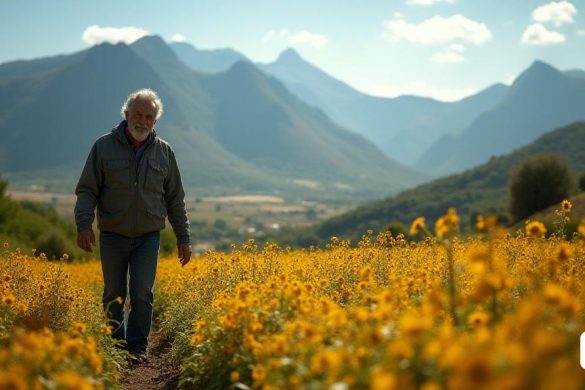 En un caluroso y húmedo día de verano, las montañas Madonie de Sicilia se alzan majestuosas, con sus crestas escarpadas y verdes valles. Un agricultor local, Giulio Gelardi, de pie en un campo de fresnos, señala con orgullo una rama manchada de 'blanco', donde la resina del 'maná' brilla bajo el sol. A su alrededor, el paisaje está salpicado de árboles de 'Fraxinus ornus', cuyas cortezas están marcadas por gruesas líneas de 'maná', una sustancia rica en minerales y con una historia bíblica. En el aire, el sonido de las 'cigarras' resuena, interrumpido por la voz de Gelardi que comparte su pasión por revivir esta antigua práctica de recolección. La luz del sol ilumina los destellos de la resina, que parece casi 'miel', mientras Gelardi explica la importancia de saber cuándo cortar la corteza para obtener el 'maná' en su punto óptimo. Al fondo, los impresionantes picos de las montañas se mezclan con el cielo azul, creando un contraste vibrante con el verde de los árboles y el blanco de la resina. La escena evoc