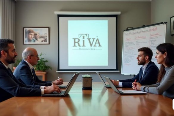 Un entorno profesional con una mesa redonda entre cuatro directores de medios de comunicación, incluidos Alfons Miralles de 'L’Altaveu'. La habitación está bien iluminada, con una gran ventana que permite que la luz natural se inunde, lanzando sombras suaves en la mesa pulida de madera. Cada director está sentado con una computadora portátil abierta frente a ellos, tomando notas y conversando. Las paredes están adornadas con fotografías enmarcadas de eventos pasados ​​y una gran pancarta que muestra el logotipo de 'RTVA'. En el fondo, una pantalla de proyector muestra el título de la entrevista, 'Anàlisi de l'Axte Dels Nous Equaments'. La atmósfera es grave pero colaborativa, con expresiones de contemplación y determinación en los rostros de los participantes. Una pizarra es visible, llena de notas y diagramas relacionados con la discusión sobre lo 'multifuncional' y 'Museu Nacional', enfatizando la importancia de estos proyectos para la comunidad. El entorno transmite una sensación de urgencia y ambición, lo
