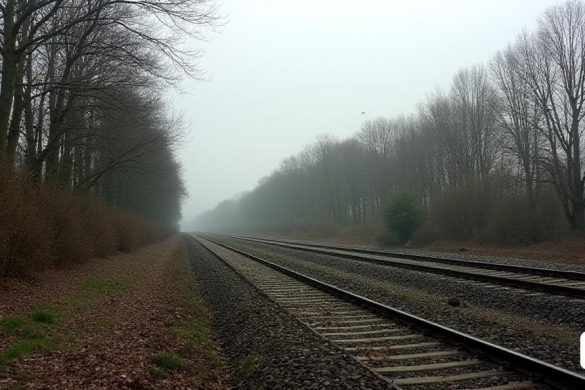 Una escena marcada y sombría se desarrolla a lo largo de la línea ferroviaria en Derbyshire, donde los restos de un paisaje una vez exuberante ahora yacían al descubierto. Se han talado docenas de 'roble sano' y 'abedules', dejando atrás un marcado contraste de 'tocones' y 'ramas caídas' dispersas por el suelo. El aire está lleno de una sensación de pérdida, ya que el vibrante 'follaje verde' que una vez adornó el área ha sido reemplazado por una vista desolada de 'tierra expuesta' y 'madera cortada'. En el fondo, las vías del ferrocarril se extienden hacia la distancia, flanqueadas por los restos de lo que era una "hermosa hilera de verde". El cielo de arriba está nublado, lanzando una sombra sombría sobre la escena, reflejando la "ira" y la "tristeza" que los residentes locales sintieron. Las aves, una vez abundantes en los árboles, ahora están notablemente ausentes, dejando un misterioso silencio a su paso. La imagen captura el peso emocional de la situación, destacando la devastación de la comunidad y la