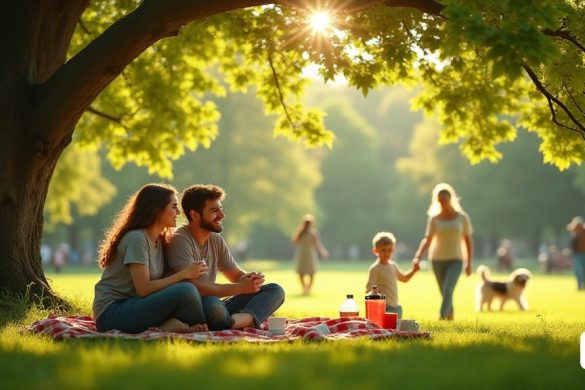 Una escena serena se desarrolla en un parque bañado por el sol, donde un grupo diverso de amigos se reúne bajo las expansivas ramas de un antiguo roble. La luz del sol se filtra a través de las hojas, lanzando sombras moteadas en el suelo, creando una atmósfera cálida y acogedora. En primer plano, dos amigos se sientan estrechamente en una manta de picnic, su risa sonando mientras comparten historias, encarnando la esencia de 'Lleialtat'. Una de ellas, una mujer con cabello castaño que fluye, exuda calidez y empatía, sus ojos brillantes con un afecto genuino. A su lado, un hombre con una construcción fuerte y una sonrisa gentil escucha atentamente, reflejando el "compromiso indestructible" que comparten. Cerca, otro amigo se encuentra, sosteniendo una cámara, capturando estos momentos de conexión y alegría, simbolizando la importancia de 'honestedat' y 'respeto' en sus relaciones. En el fondo, un niño juega con un perro, que representa inocencia y lealtad, mientras que un par camina de la mano, sus expresione